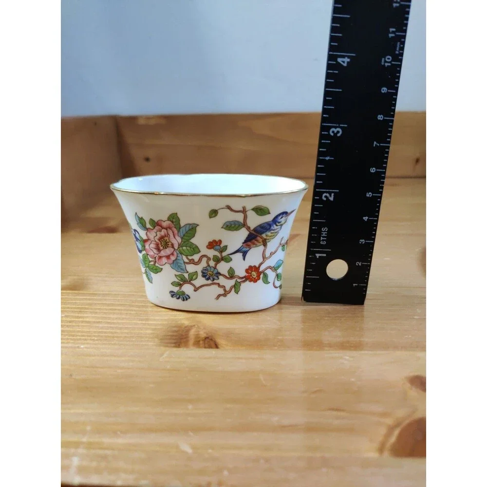 Aynsley England Bone China Pembroke Bird & Flowers Toothpick Holder Card Holder